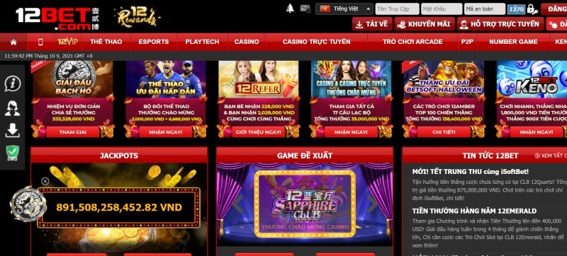 Giao diện 12Bet 